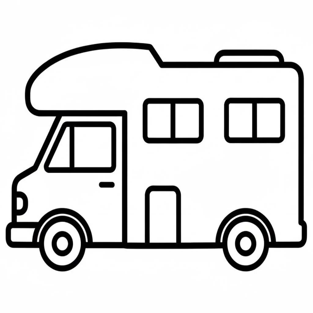 Tekenen Camper gratis afdrukbaar simpel