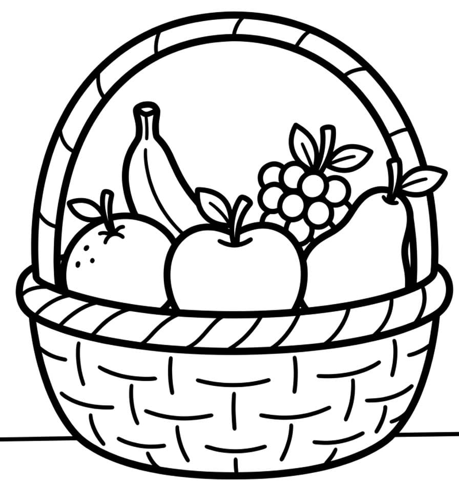 Tekenen Fruitmand afdrukbaar basis