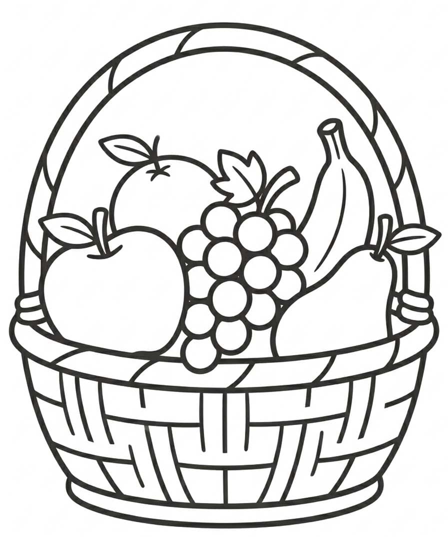 Tekenen Fruitmand afdrukbaar eenvoudig
