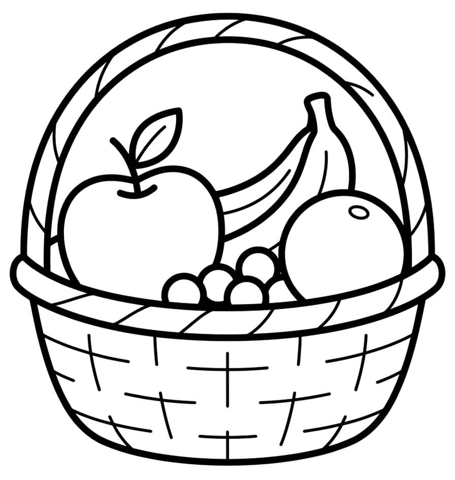 Tekenen Fruitmand afdrukbaar simpel