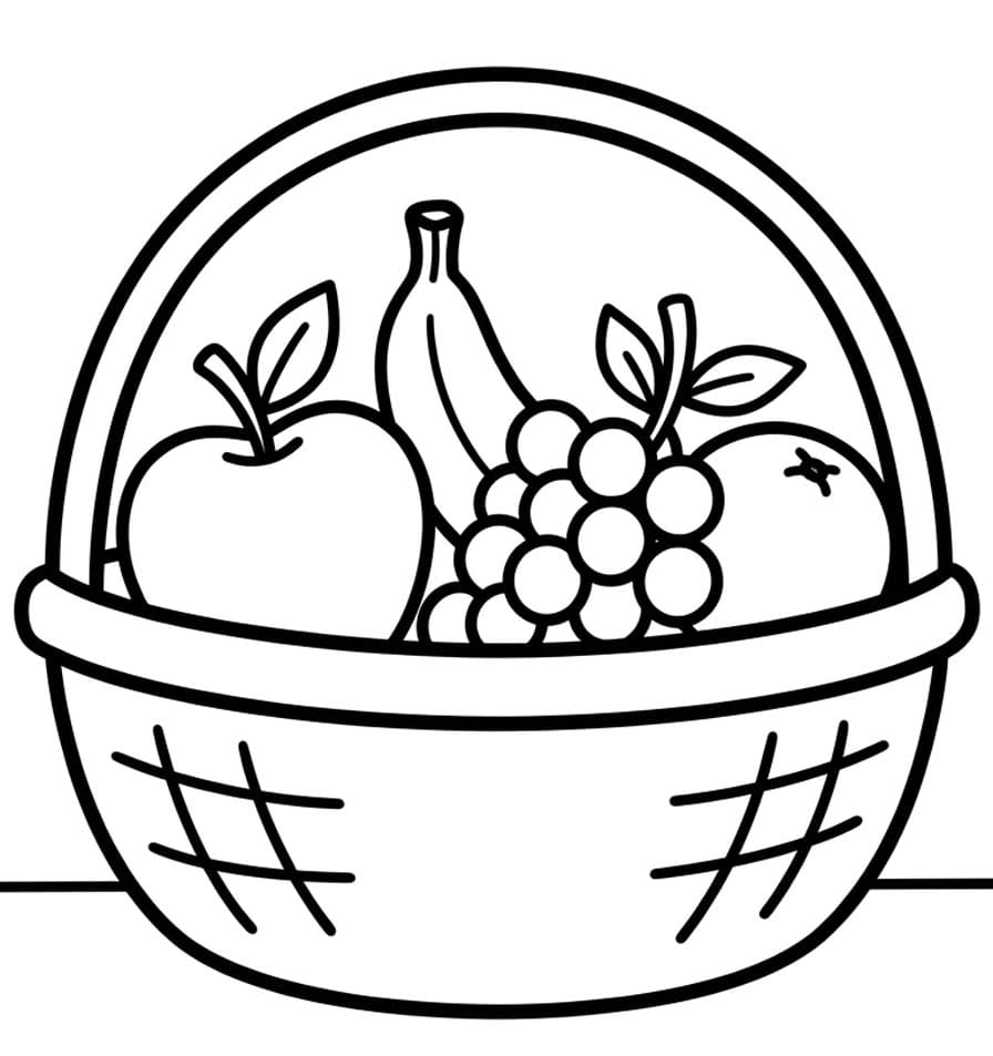 Tekenen Fruitmand gratis afdrukbaar
