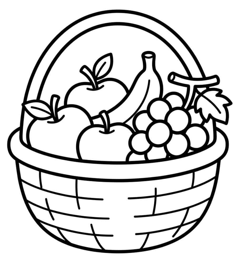 Tekenen Fruitmand gratis eenvoudig