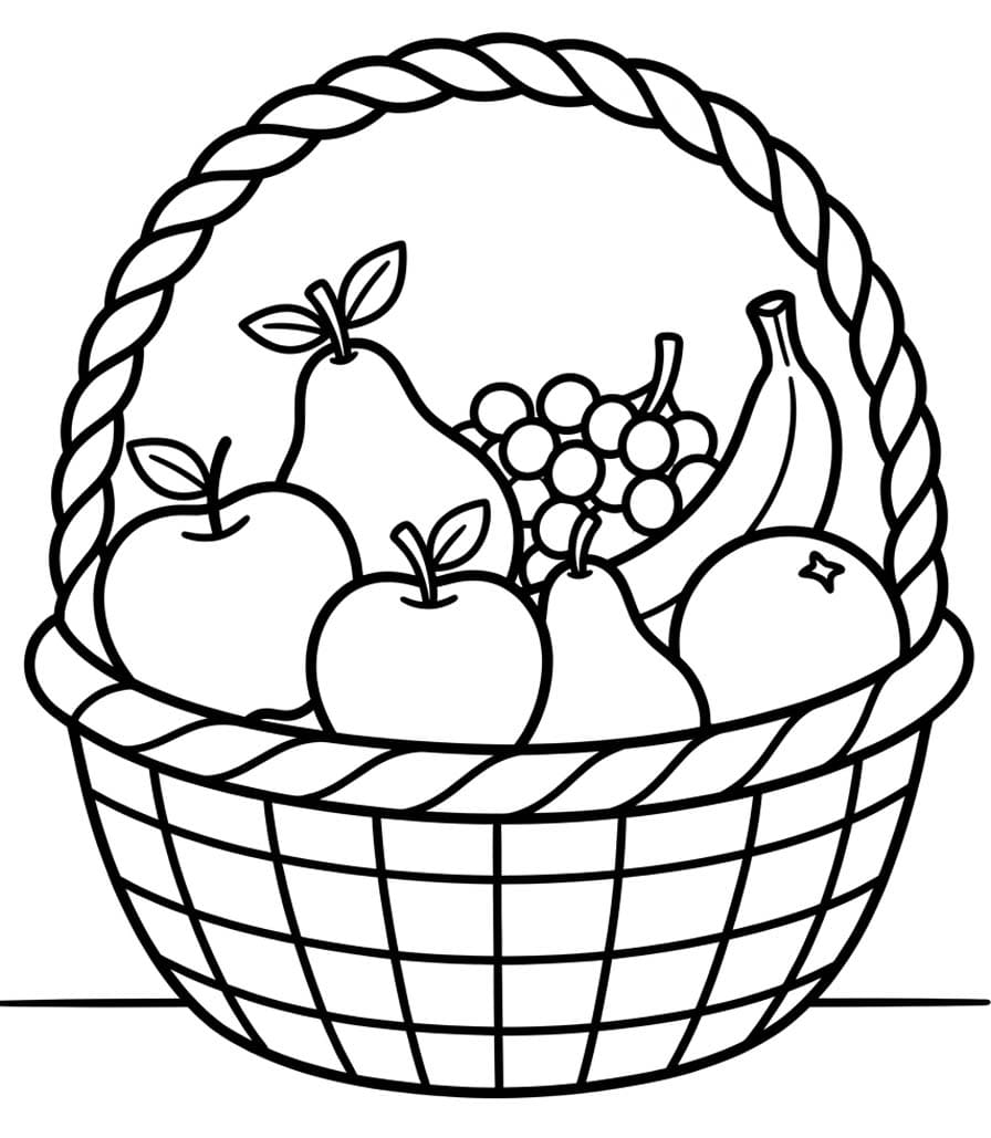 Tekenen Fruitmand gratis simpel