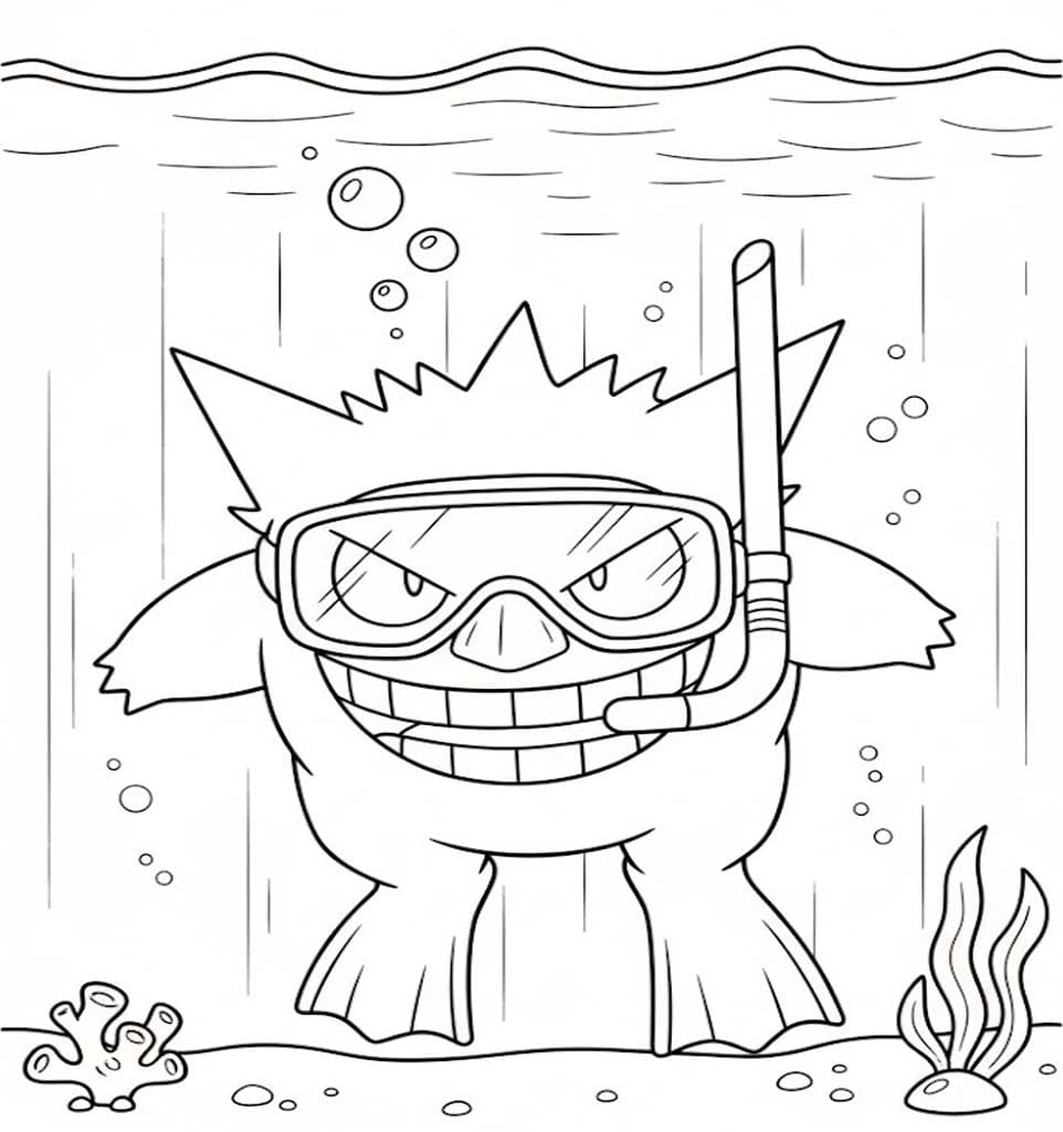 Tekenen Gengar afdrukbaar simpel