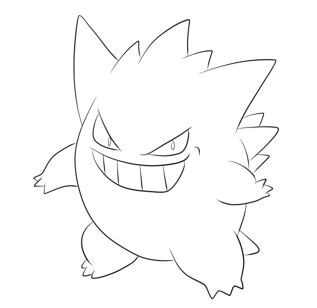 Tekenen Gengar gratis afdrukbaar eenvoudig