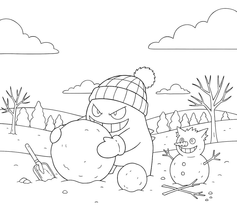 Tekenen Gengar gratis eenvoudig