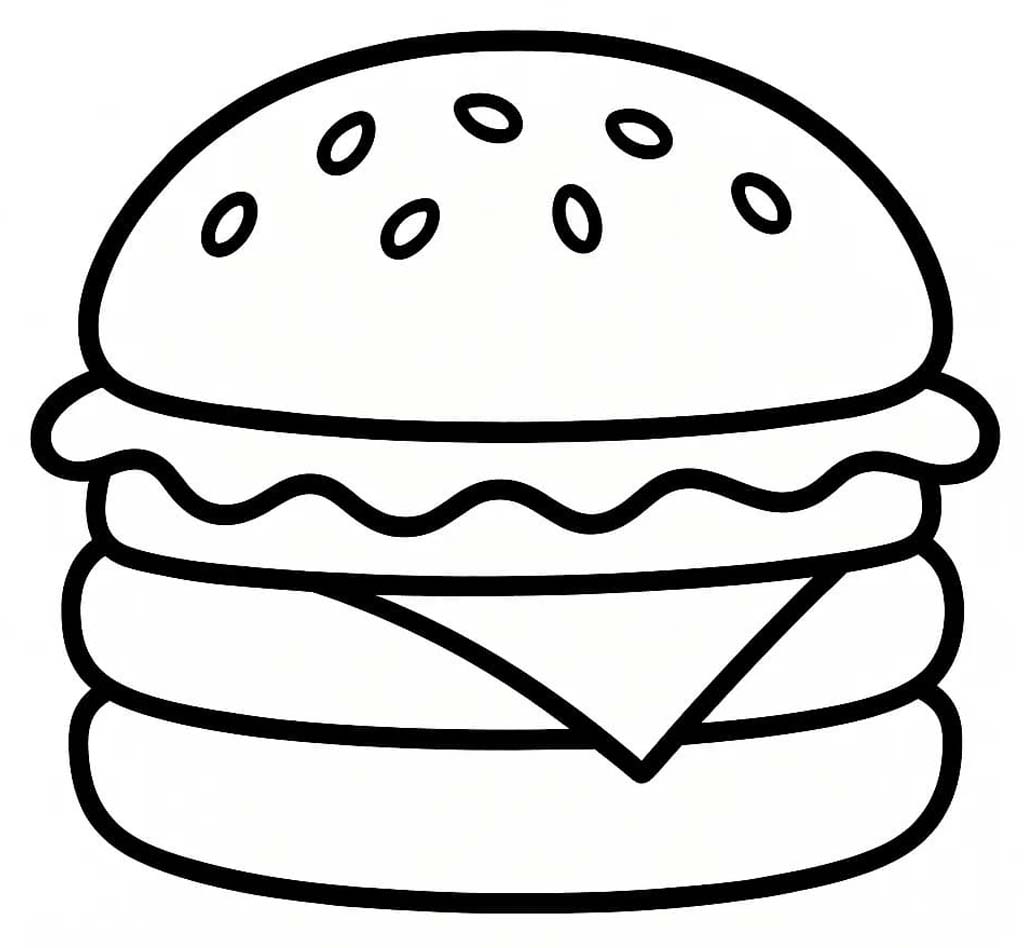 Tekenen Hamburger afdrukbaar basis