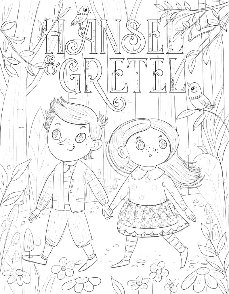 Tekenen Hans En Grietje afdrukbaar voor kinderen