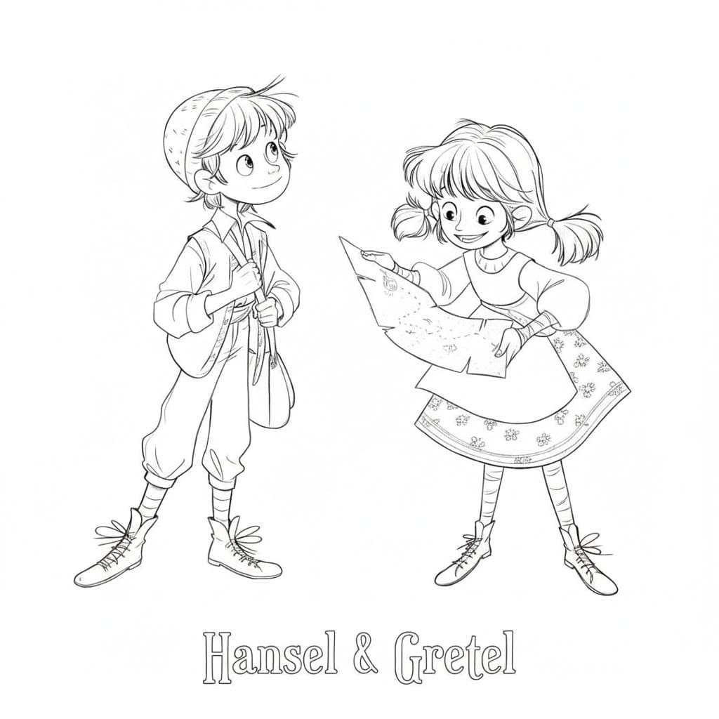 Tekenen Hans En Grietje gratis basis