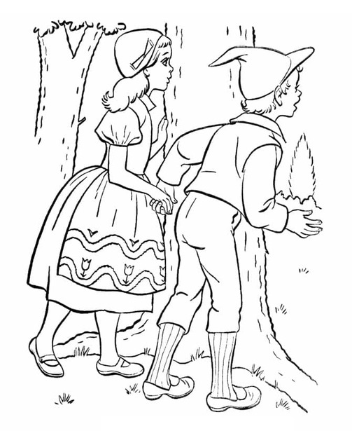 Tekenen Hans En Grietje gratis eenvoudig