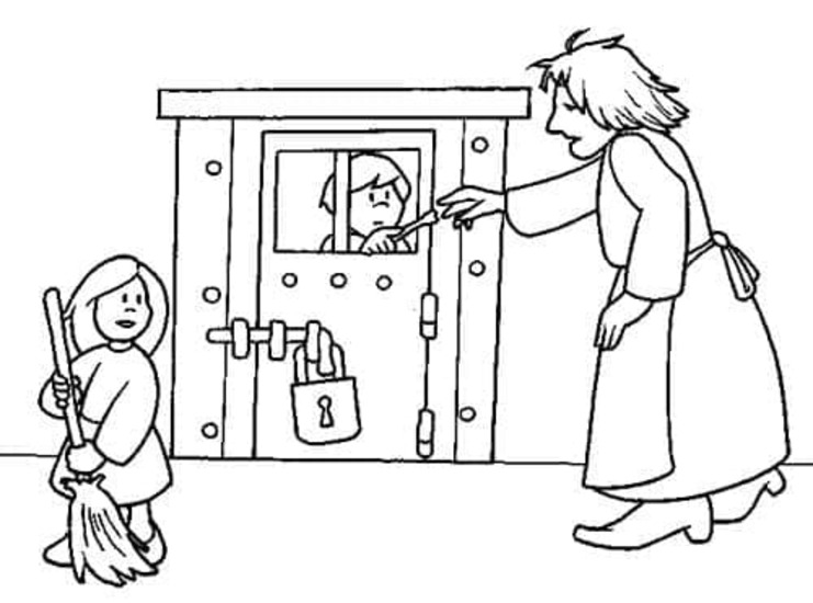 Tekenen Hans En Grietje gratis voor kinderen