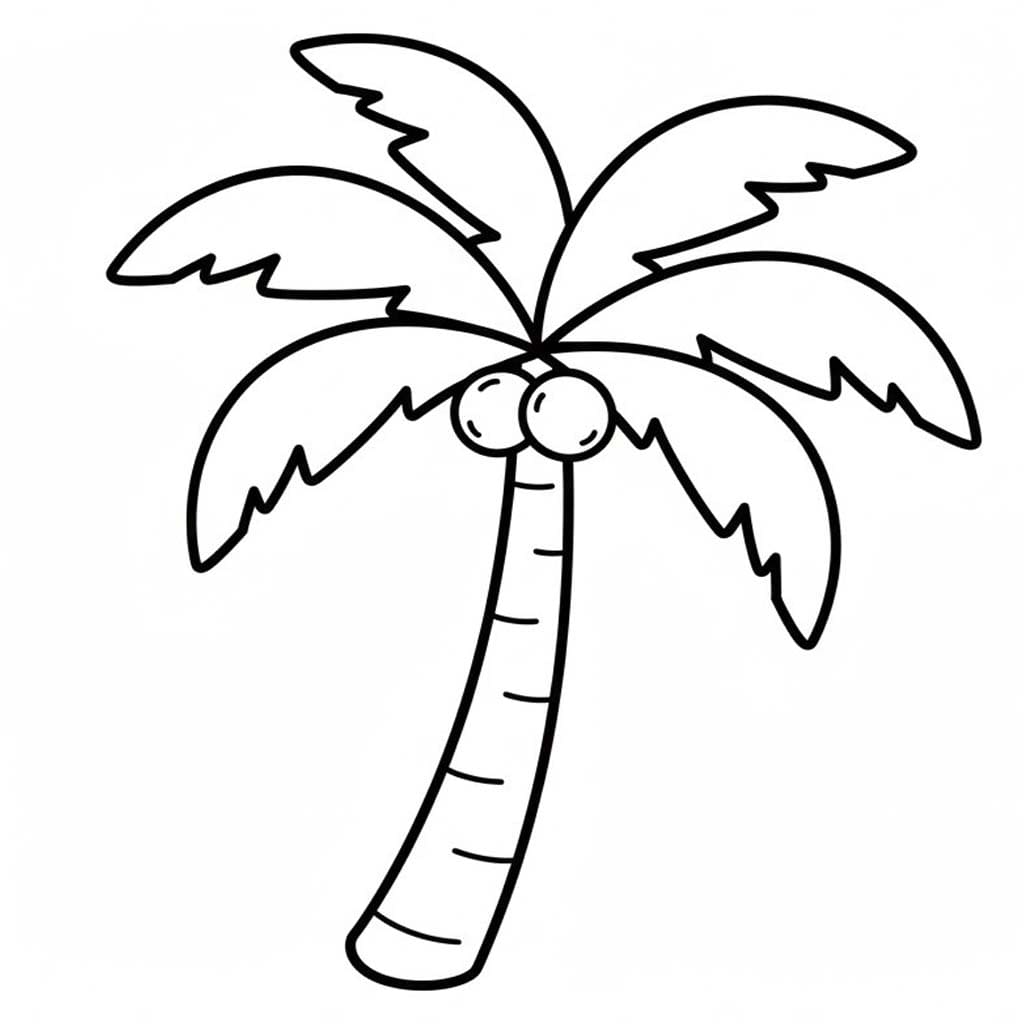 Tekenen Palmboom afdrukbaar voor kinderen