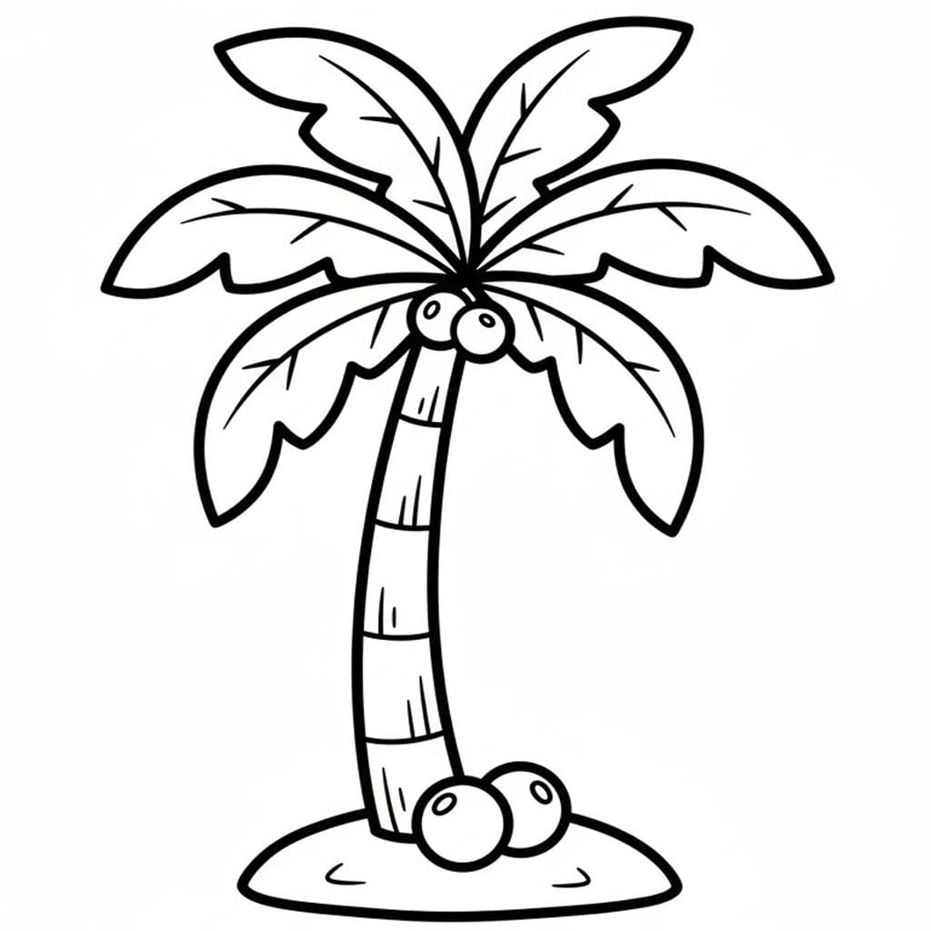Tekenen Palmboom gratis afdrukbaar basis