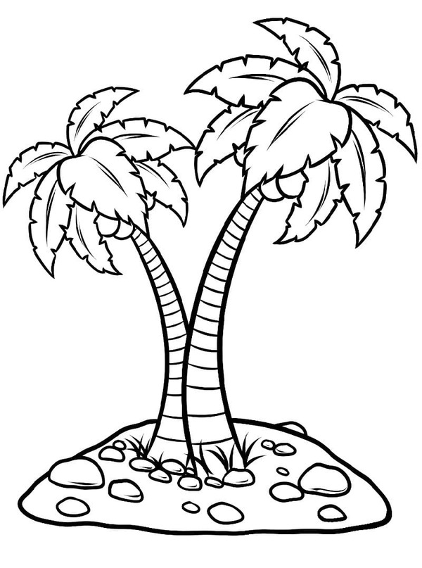 Tekenen Palmboom gratis afdrukbaar simpel