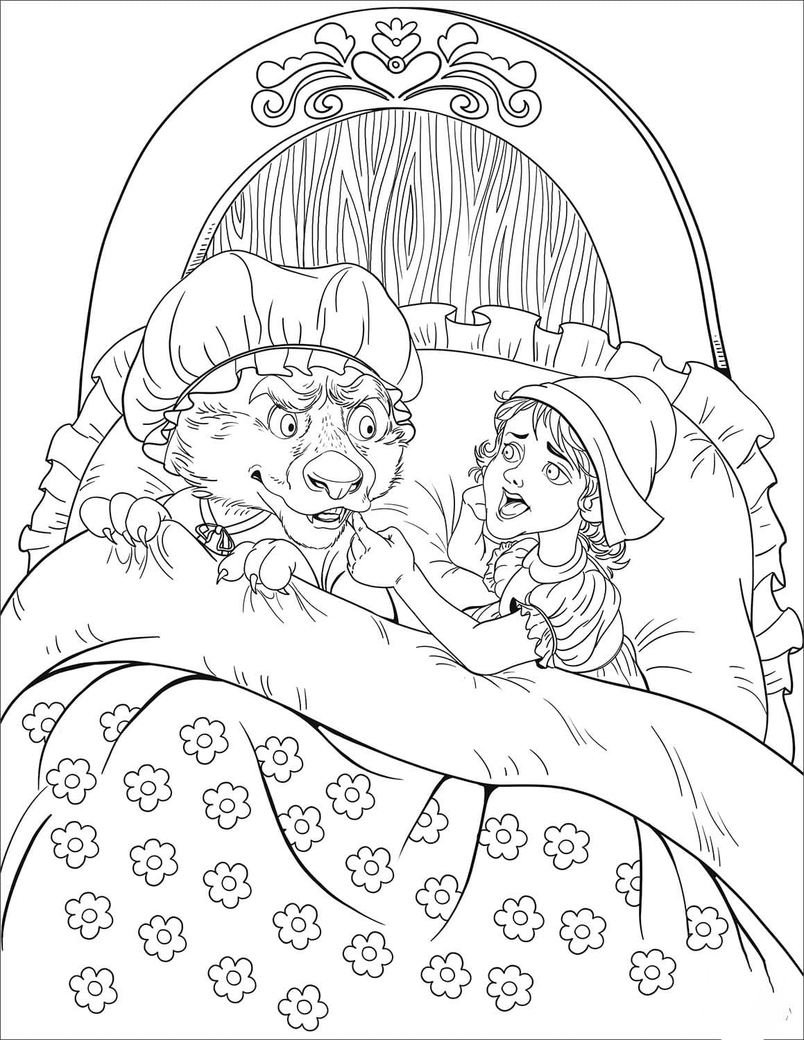 Tekenen Roodkapje gratis afdrukbaar simpel