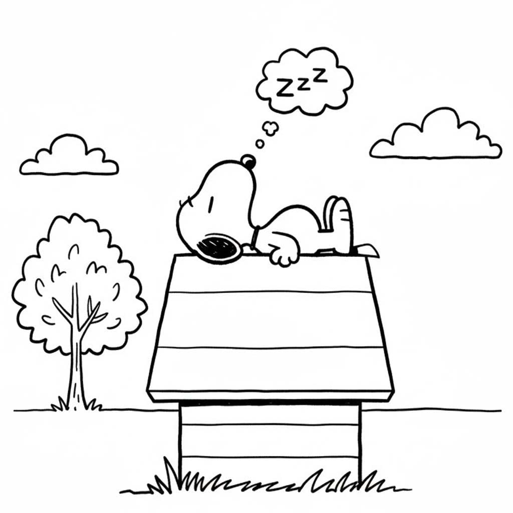 Tekenen Snoopy afdrukbaar voor kinderen