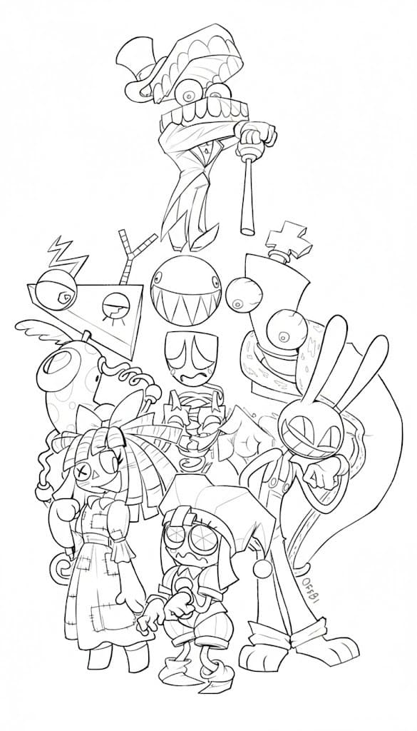 Tekenen The Amazing Digital Circus gratis simpel