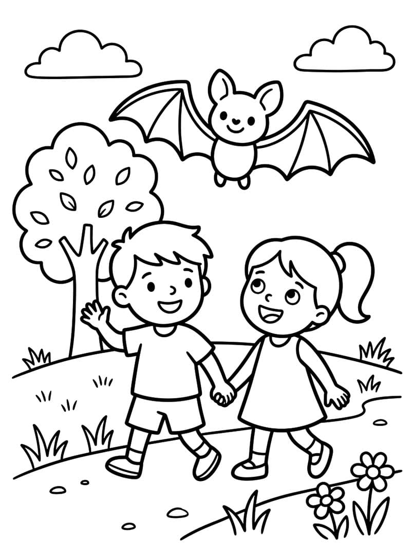 Tekenen Vleermuizen afdrukbaar basis