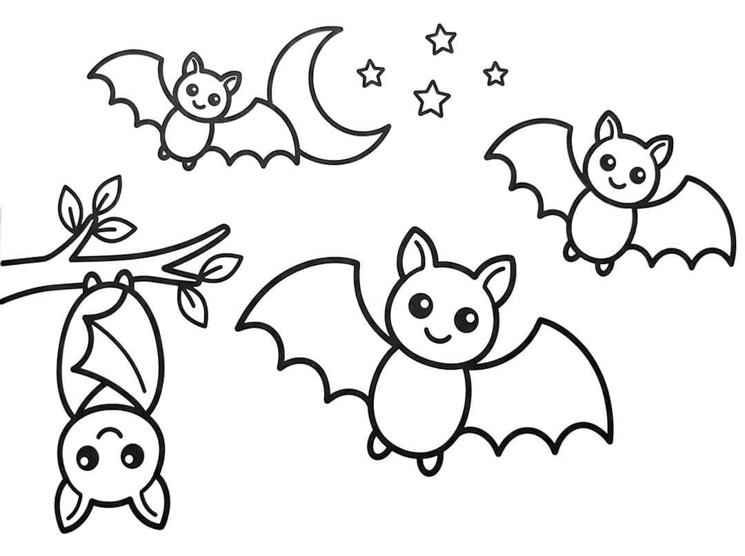 Tekenen Vleermuizen gratis afdrukbaar simpel