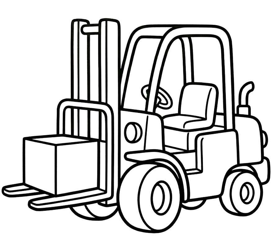 Tekenen Vorkheftruck afdrukbaar eenvoudig