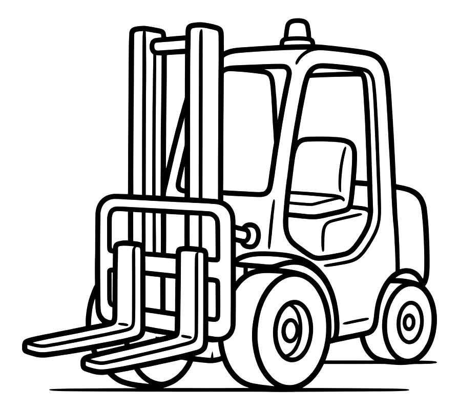 Tekenen Vorkheftruck afdrukbaar simpel