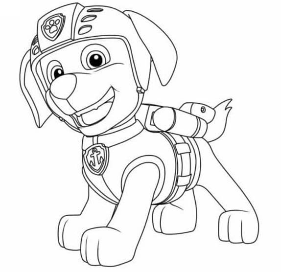 Tekenen Zuma Paw Patrol afdrukbaar voor kinderen