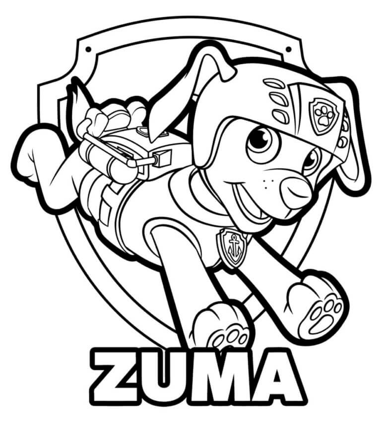 Tekenen Zuma Paw Patrol gratis afdrukbaar simpel