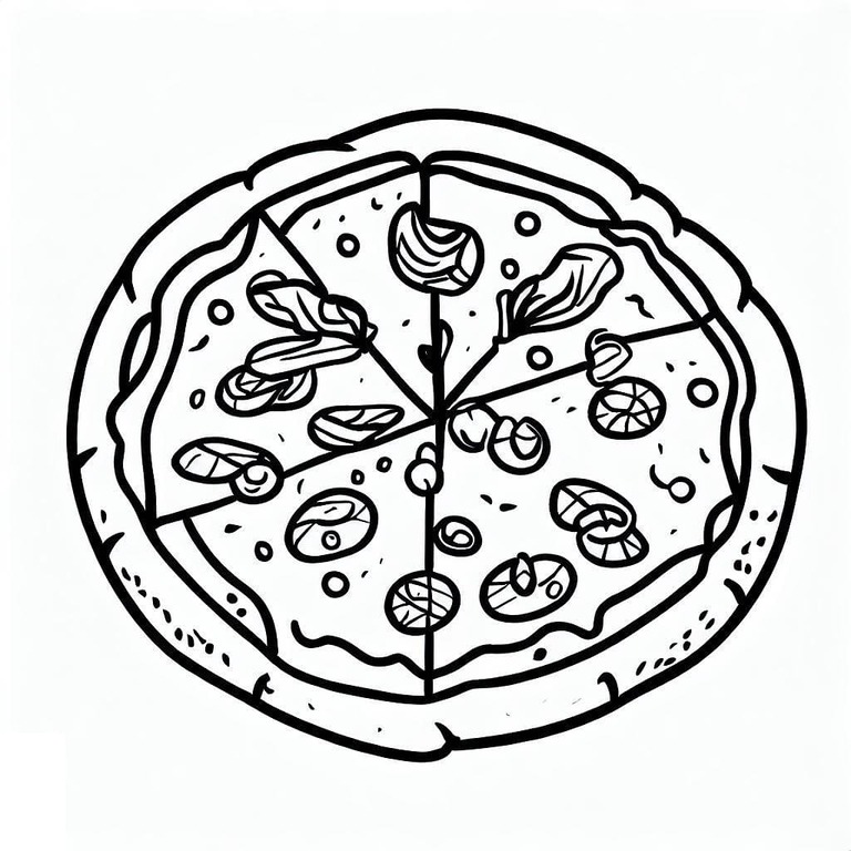 Tekening Pizza afdrukbaar simpel