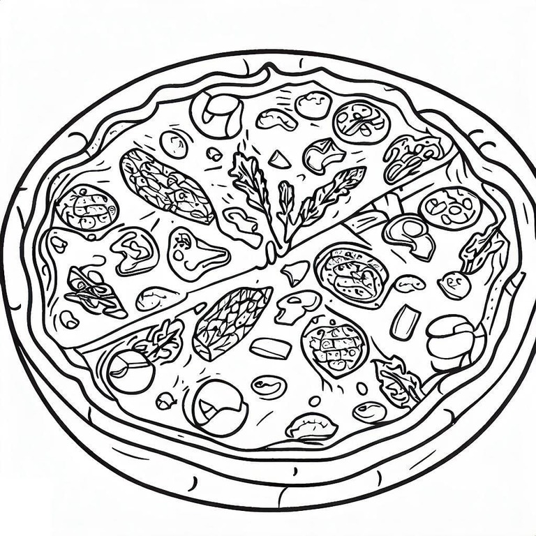 Tekening Pizza gratis afdrukbaar