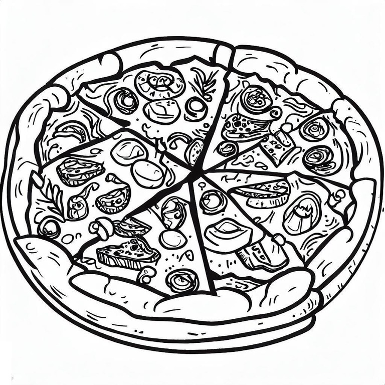 Tekening Pizza gratis eenvoudig