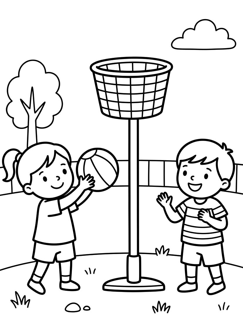 Tekenen Korfbal gratis voor kinderen