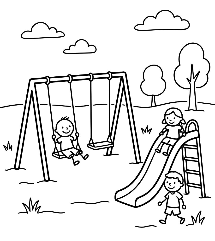 Tekenen Speeltuin afdrukbaar simpel