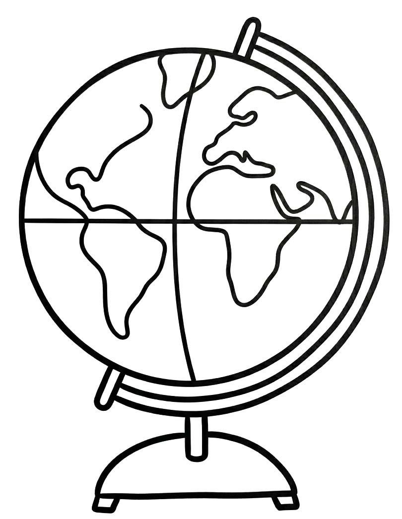 Tekenen Wereldbol afdrukbaar basis