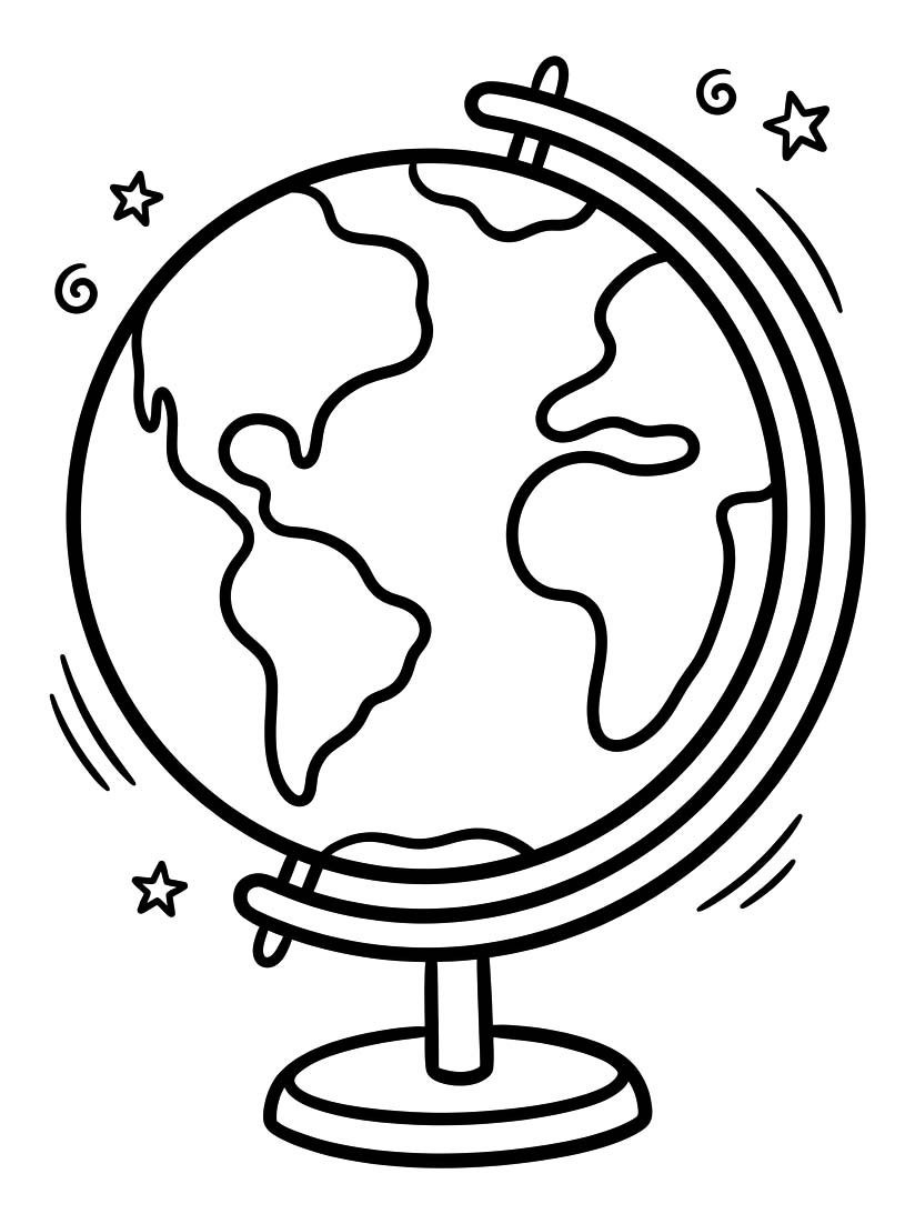 Tekenen Wereldbol afdrukbaar eenvoudig