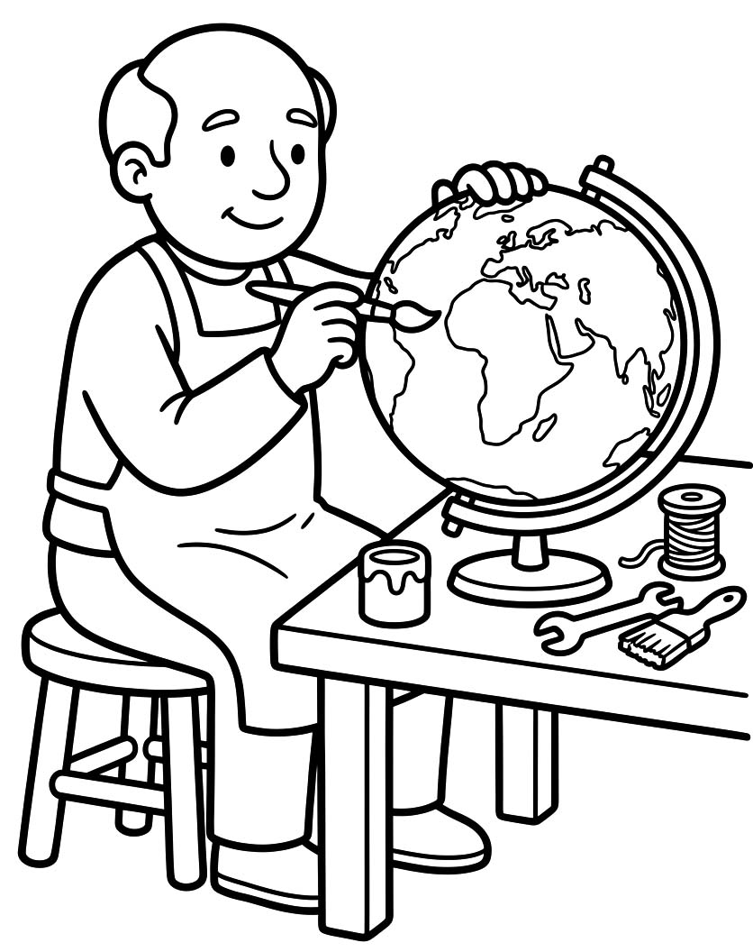 Tekenen Wereldbol afdrukbaar
