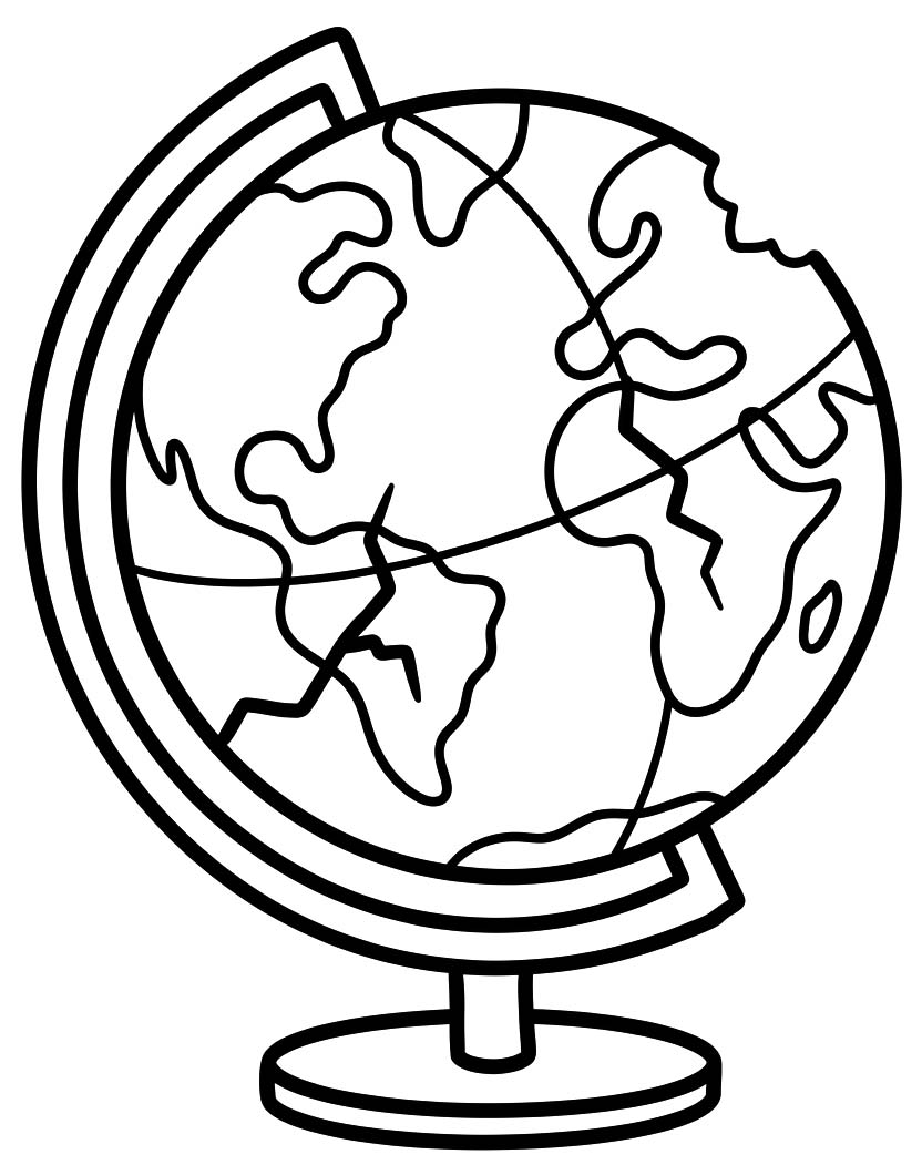Tekenen Wereldbol afdrukbaar voor kinderen