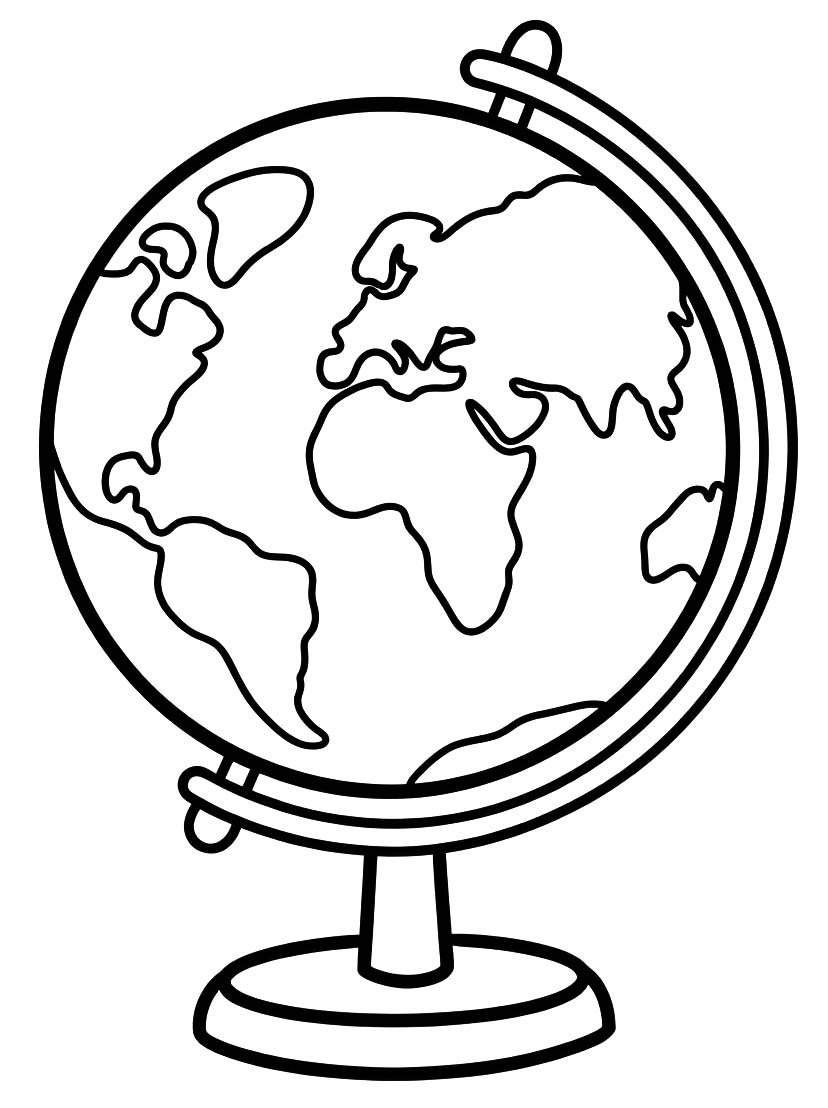 Tekenen Wereldbol gratis afdrukbaar eenvoudig