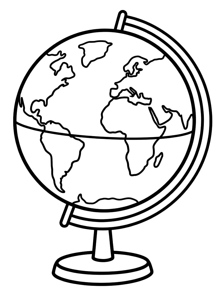 Tekenen Wereldbol gratis afdrukbaar simpel
