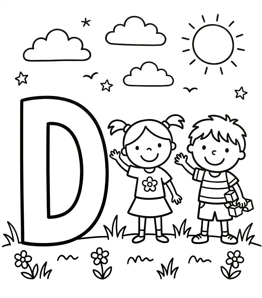 Afbeelding Letter D printbaar