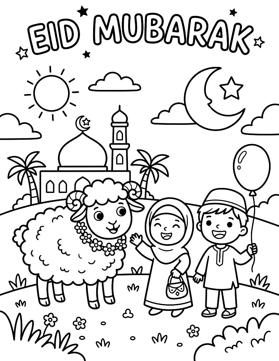 Eid al Adha afdrukbaar eenvoudig