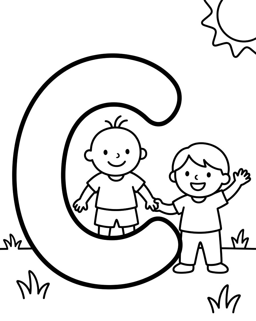 Letter C gratis afdrukbaar simpel