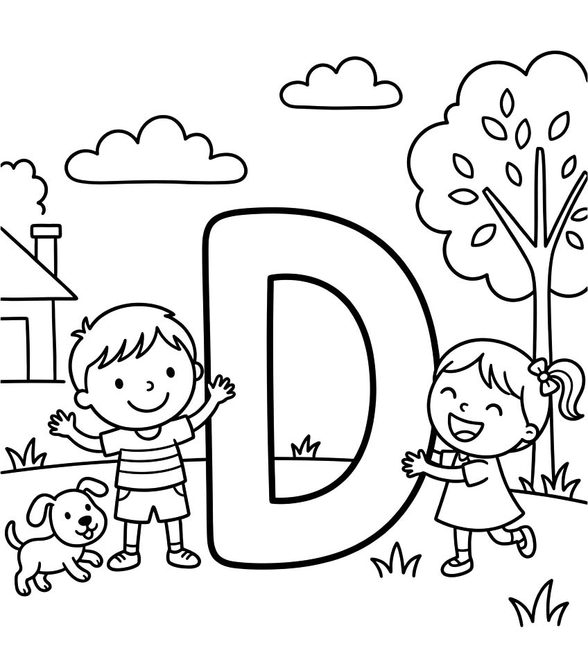 Letter D afdrukbaar simpel
