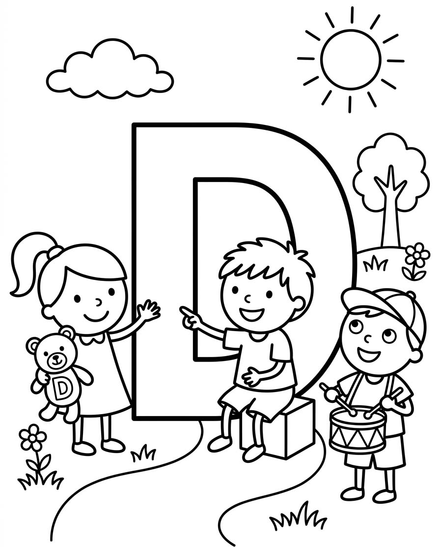 Letter D gratis afdrukbaar simpel