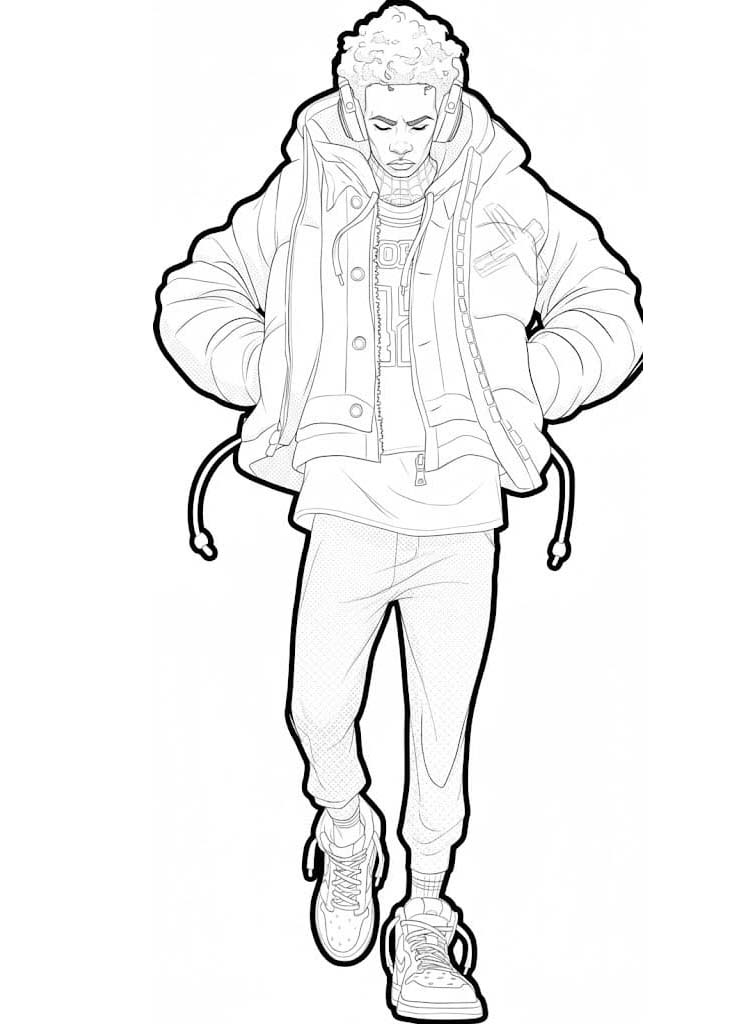 Miles Morales gratis afdrukbaar eenvoudig