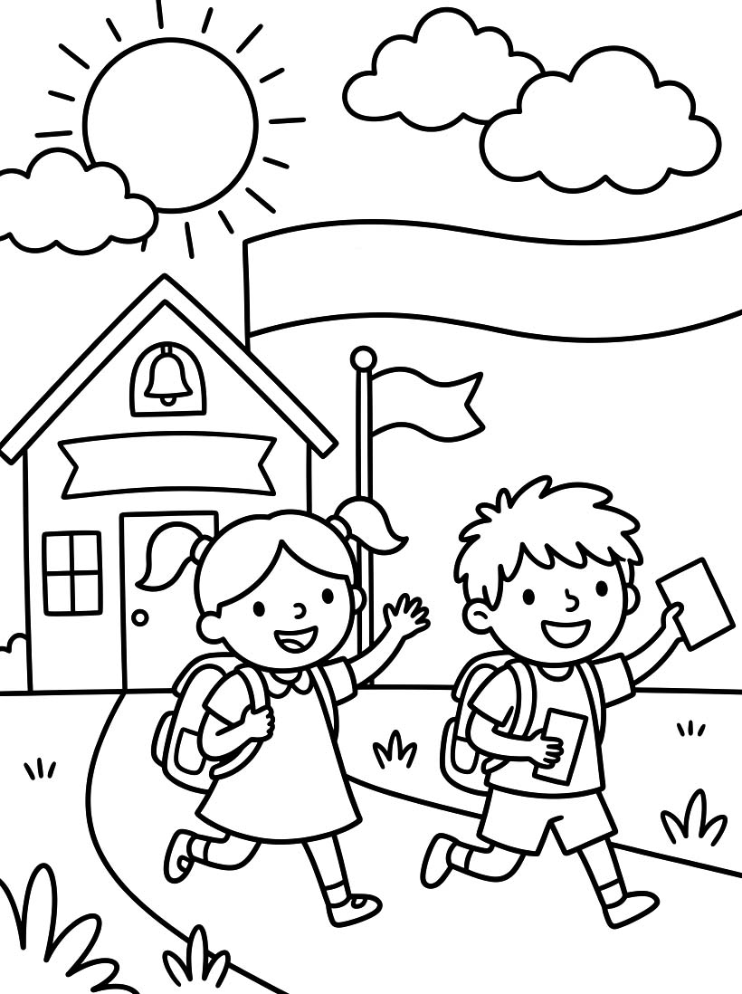 Tekenen Laatste Schooldag gratis eenvoudig