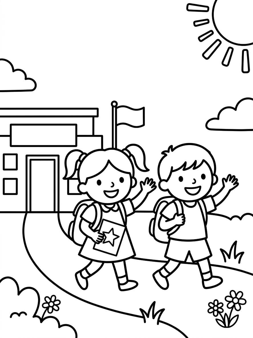 Tekenen Laatste Schooldag simpel
