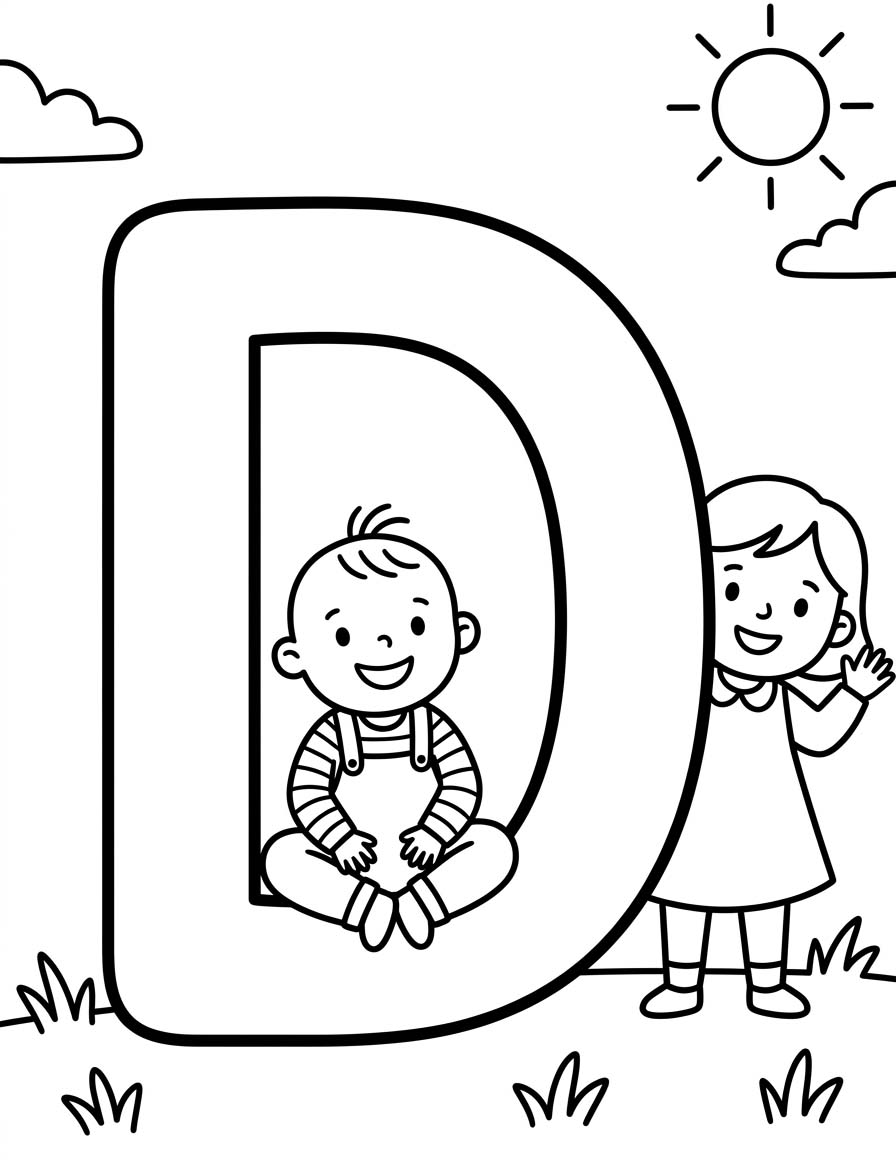 Tekenen Letter D afdrukbaar simpel