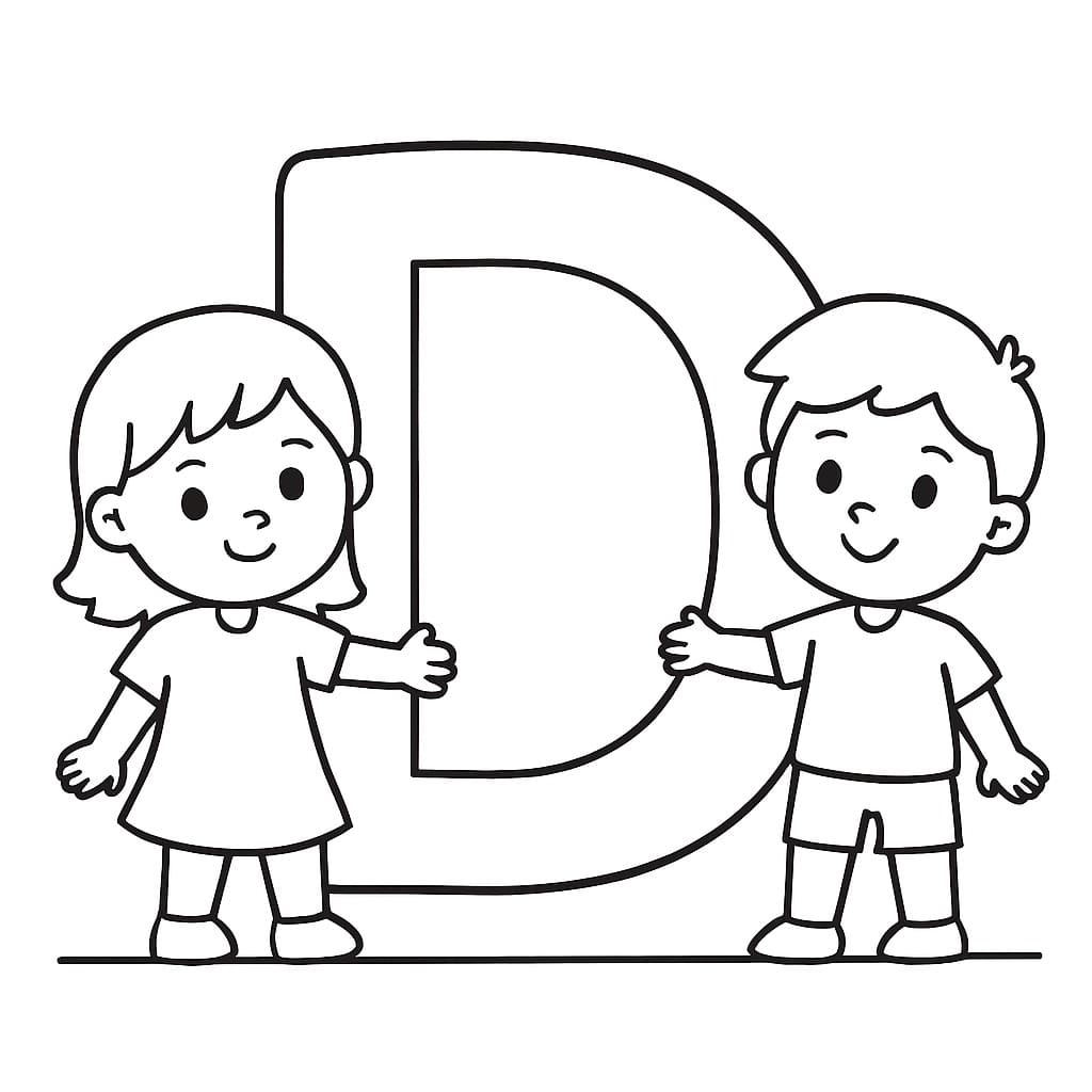Tekenen Letter D gratis afdrukbaar basis