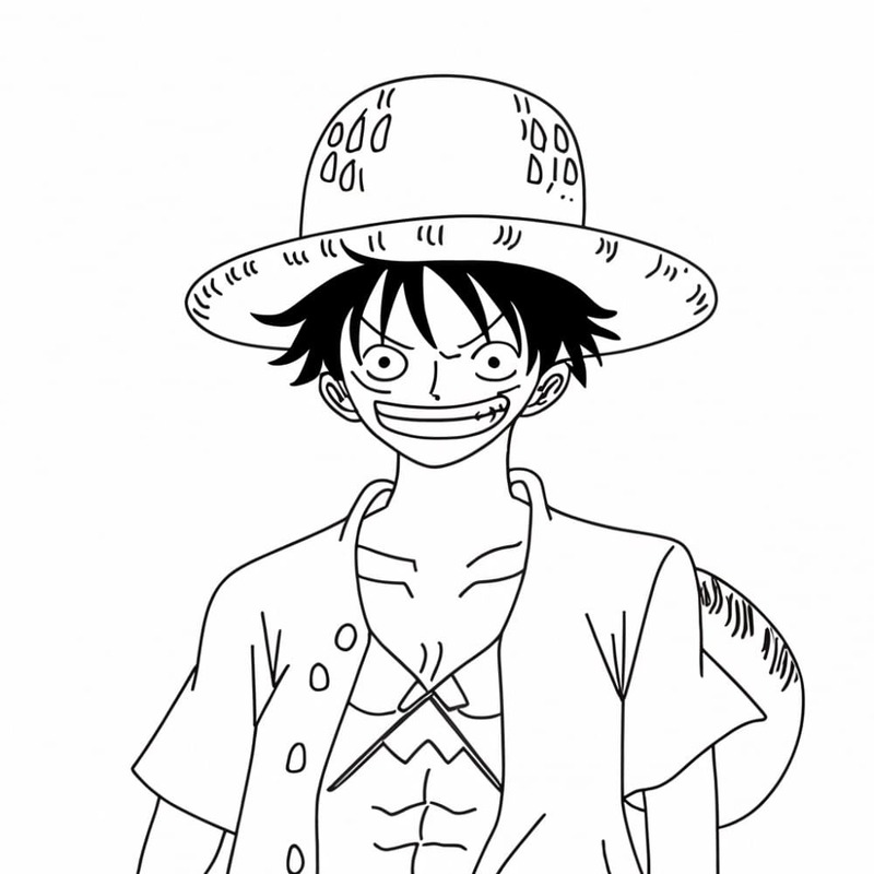 Tekenen Luffy gratis afdrukbaar basis