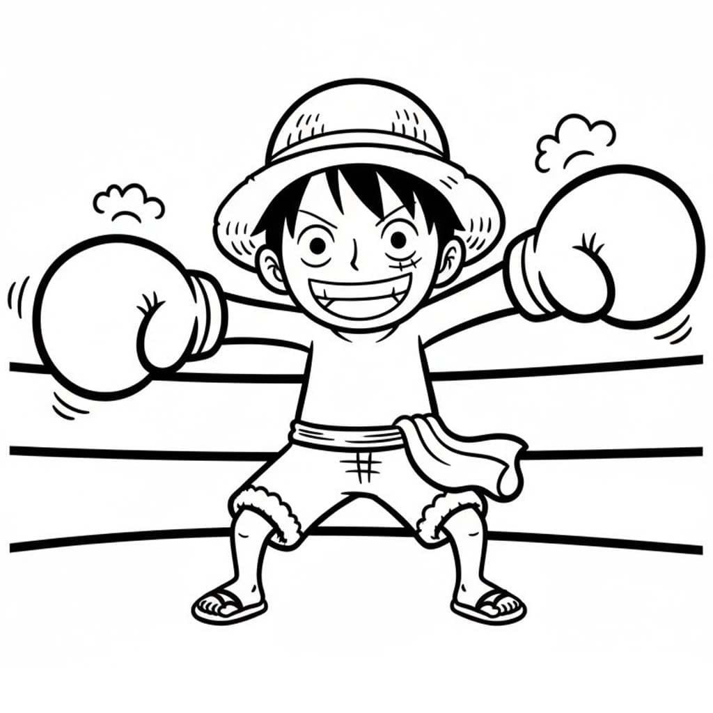 Tekenen Luffy gratis afdrukbaar eenvoudig